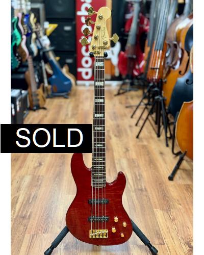 Fender American Deluxe Jazz Bass V QMT Trans Red